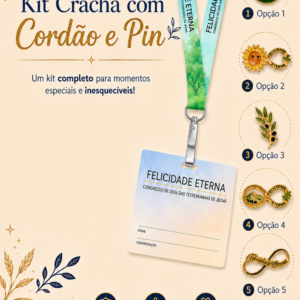 Kit Crachá COM cordão + pin (Envio em 7 dias do pedido)