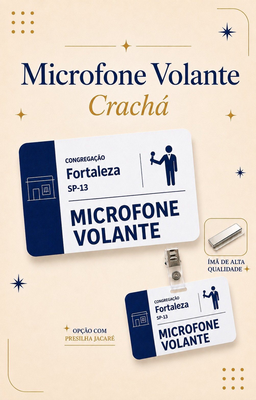 Crachá Microfone Volante (Envio em até 7 dias do pedido)
