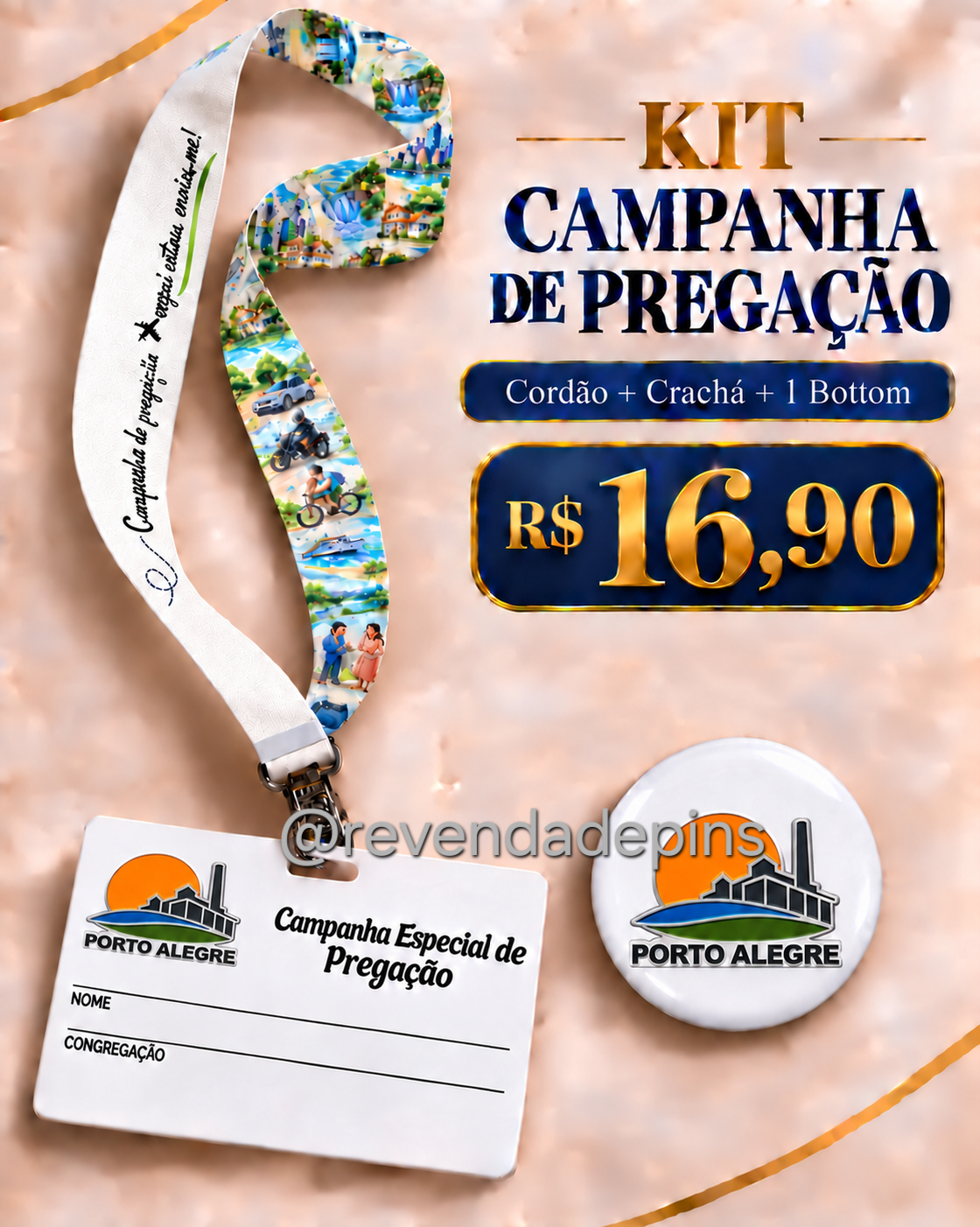 Crachá + Cordão + bottom Campanhas (Personalizado)