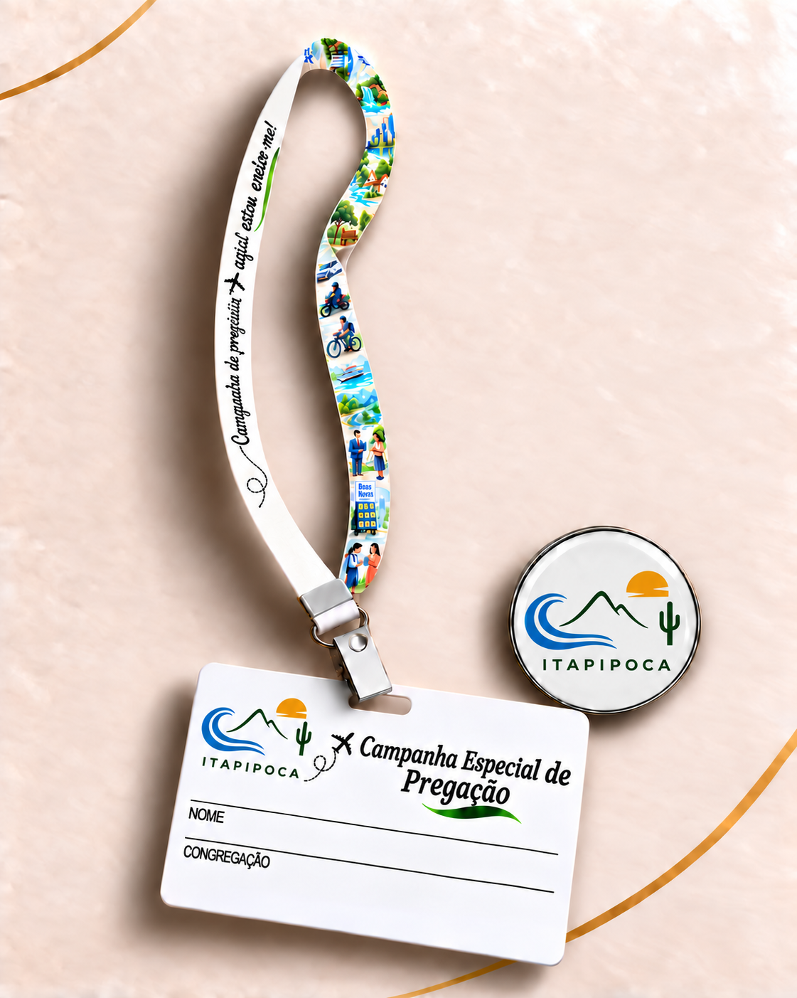 Crachá + Cordão + PIN Campanhas (Personalizado)